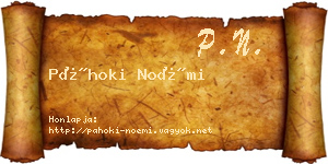 Páhoki Noémi névjegykártya