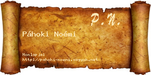 Páhoki Noémi névjegykártya